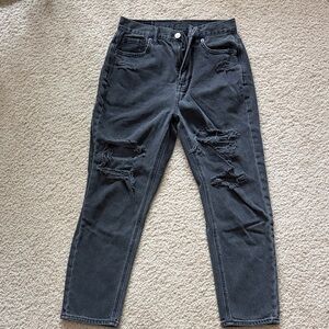 American Eagle Outfitters Charcoal Distressed mom Jeans